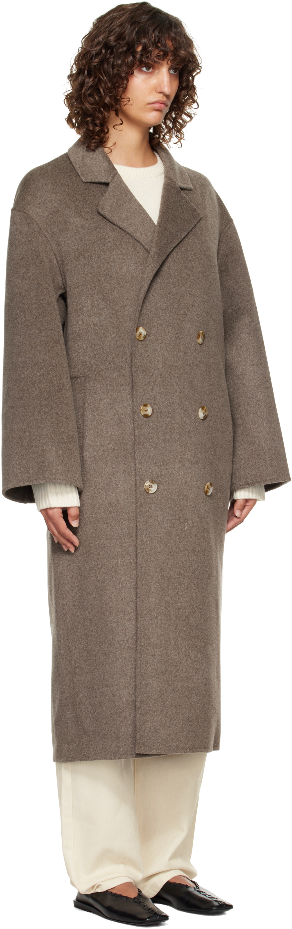 Loulou de Saison Taupe Borneo LDS Wool Drap Coat