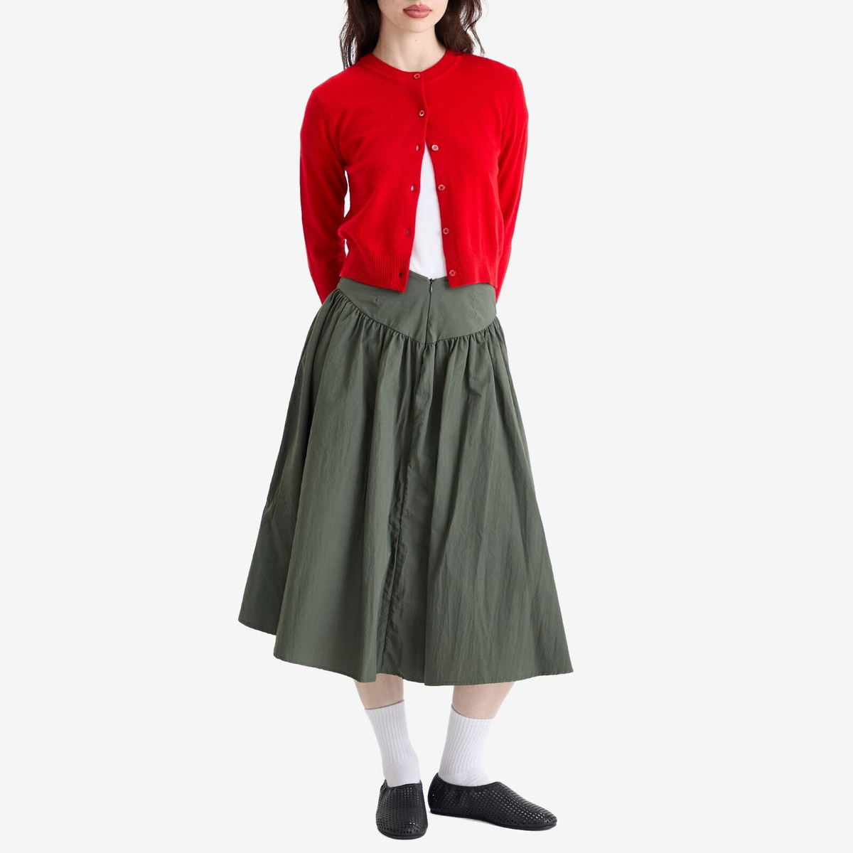 DUNST Women's Essential Crewneck Knit Cardigan in Red