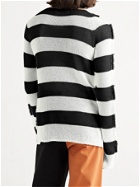 MARNI - Slim-Fit Distressed Striped Open-Knit Cotton Sweater - Blue - IT 44