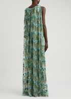 Bernadette Charlene Floral-print Cape Maxi Dress Multi Print