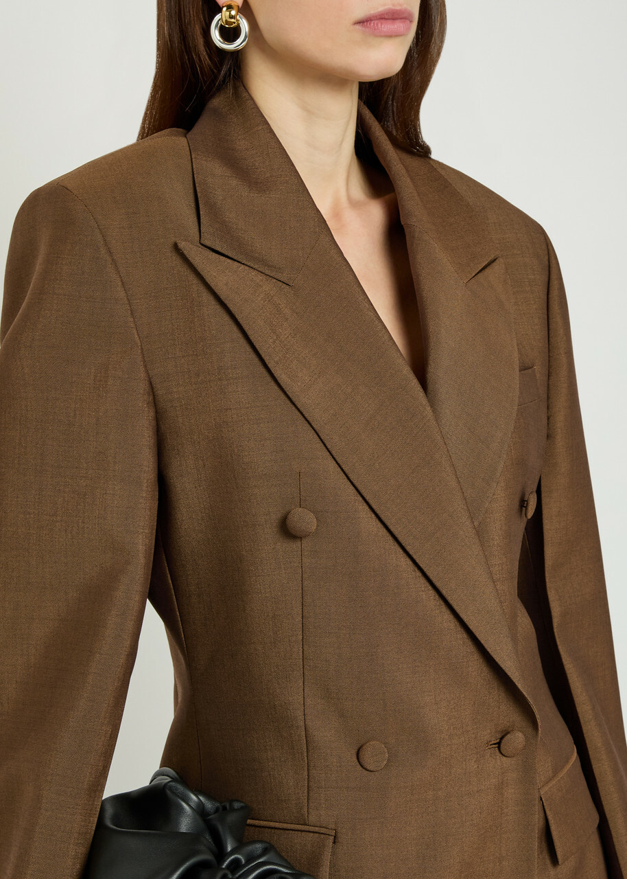 Rohe Double-breasted Wool and Mohair-blend Blazer Brown