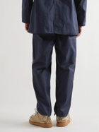 Adish - Tapered Wool-Trimmed Cotton-Twill Trousers - Blue