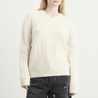MM6 Maison Margiela Women's V-Neck Chunky Knitted Jumper in Off White