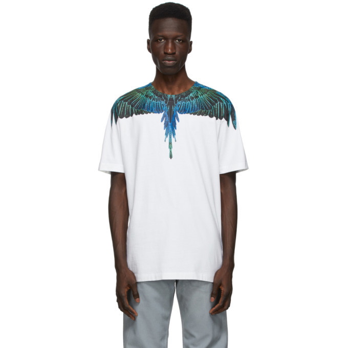 Photo: Marcelo Burlon County of Milan White and Blue Neon Wings T-Shirt