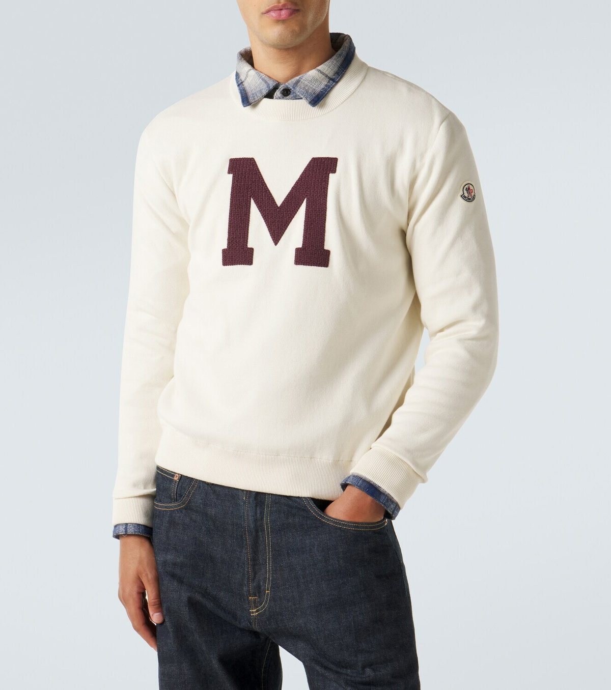 Moncler Embroidered cotton-blend sweater