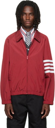 Thom Browne Red Ripstop Raglan Coach Jacket