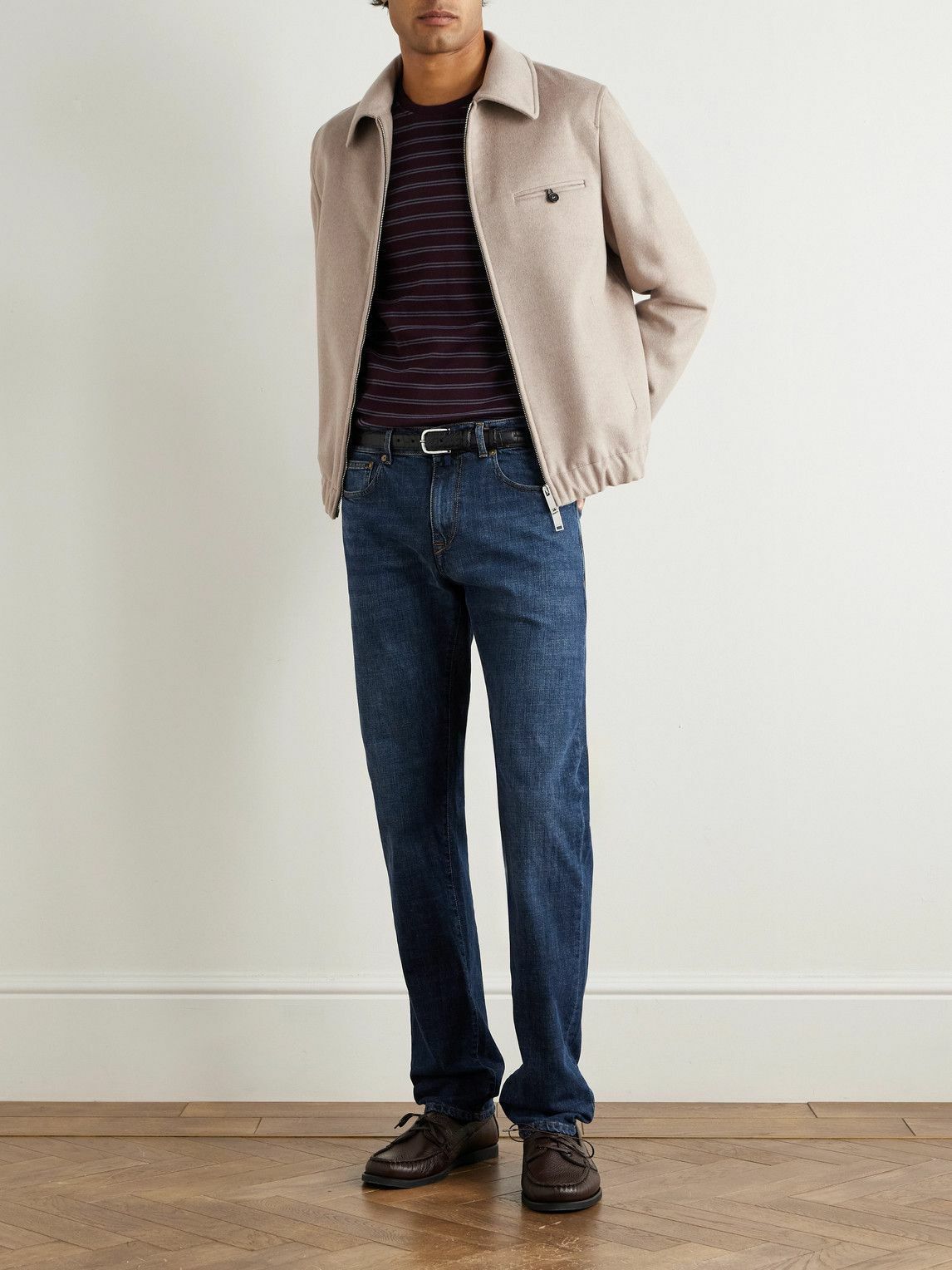 Incotex - Virgin Wool-Blend Bomber Jacket - Neutrals