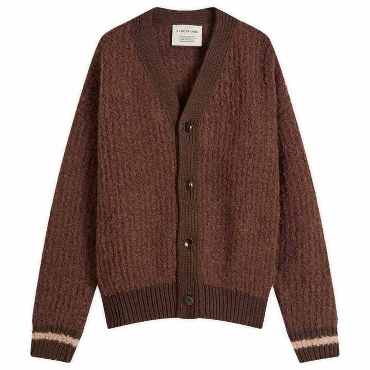 Photo: A Kind of Guise Men's Khuder Knit Cardigan in Burgundy Moose Boucle