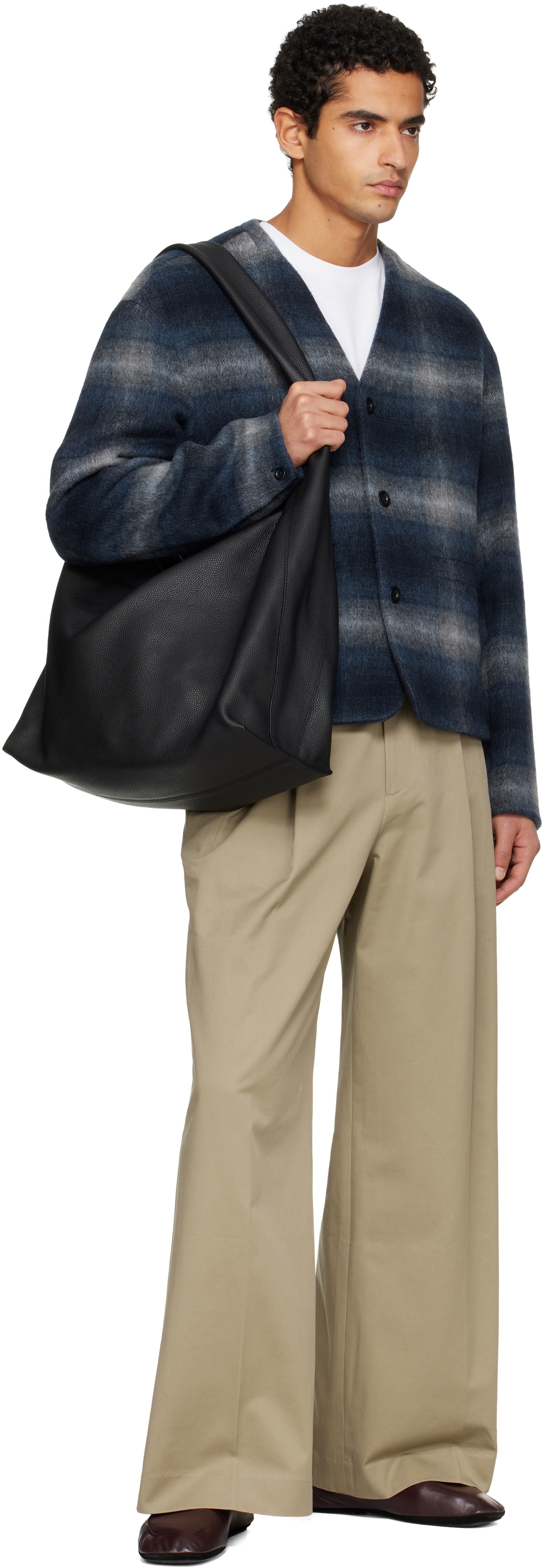 TONYWACK Black Soft Grain Leather Curve Bag