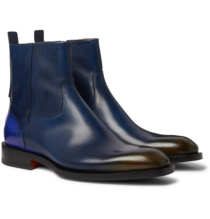 Photo: Santoni - Dégradé Polished-Leather Chelsea Boots - Blue