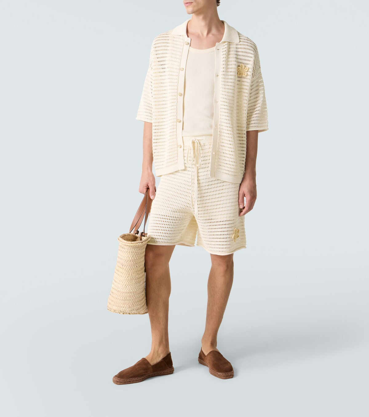 Commas Crochet floral-appliqué open-knit shirt
