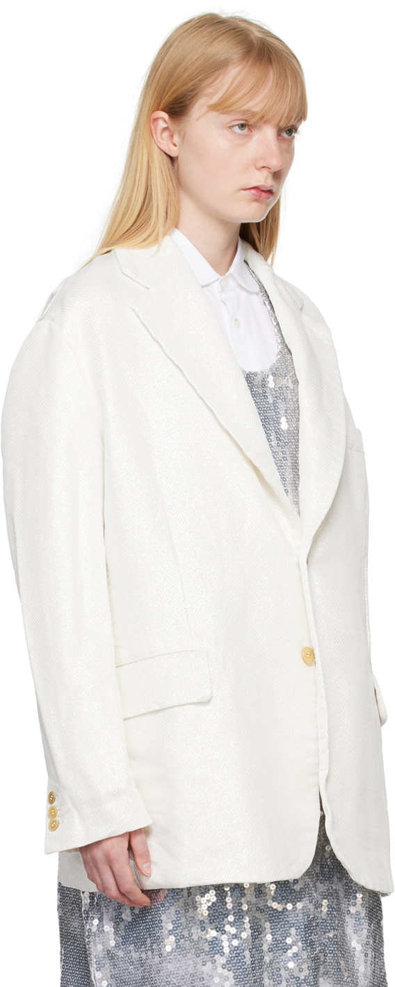 Black Comme des Garçons White Pocket Blazer