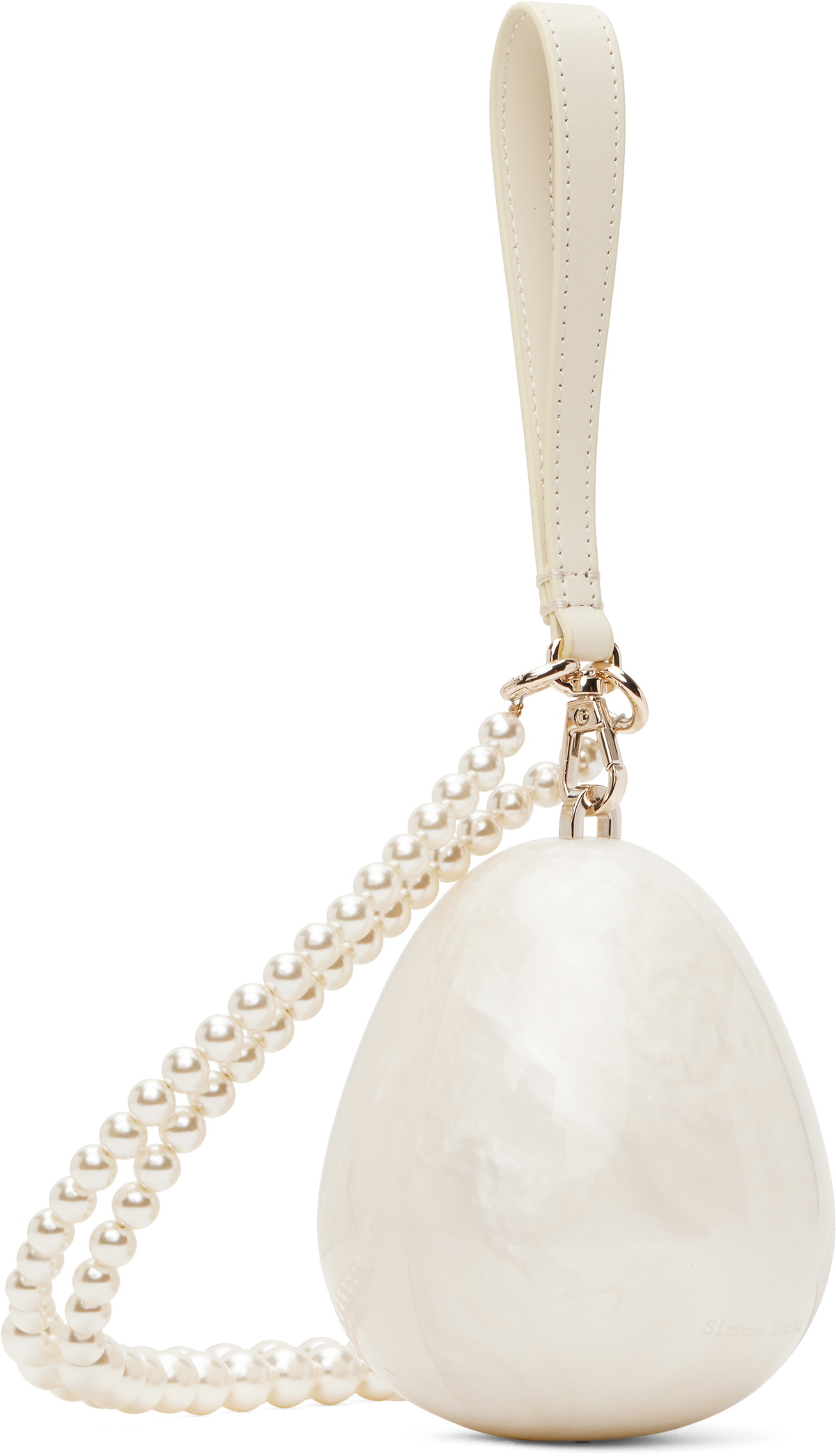 Simone Rocha Off-White Micro Pearl Egg Pouch