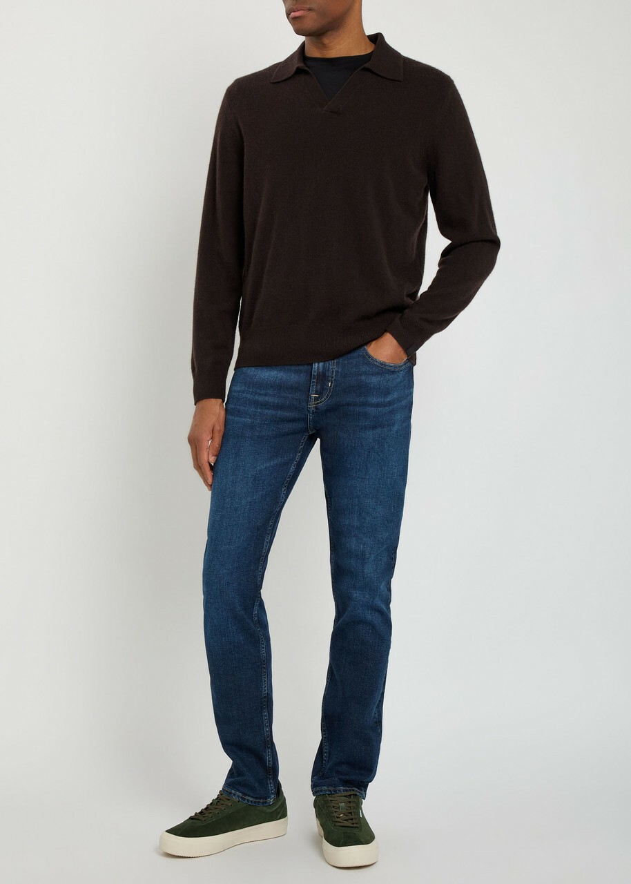 7 For All Mankind Slimmy Stretch-denim Jeans Dark Blue