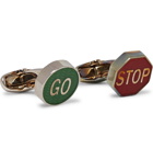 Paul Smith - Road Sign Silver-Tone and Enamel Cufflinks - Men - Multi