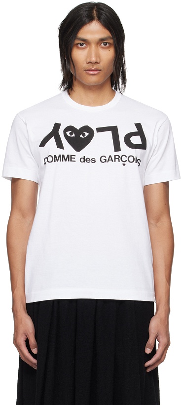 Photo: COMME des GARÇONS PLAY White Printed T-Shirt