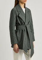 Harris Wharf London Belted Crinkled Cotton-blend Jacket Dark Grey