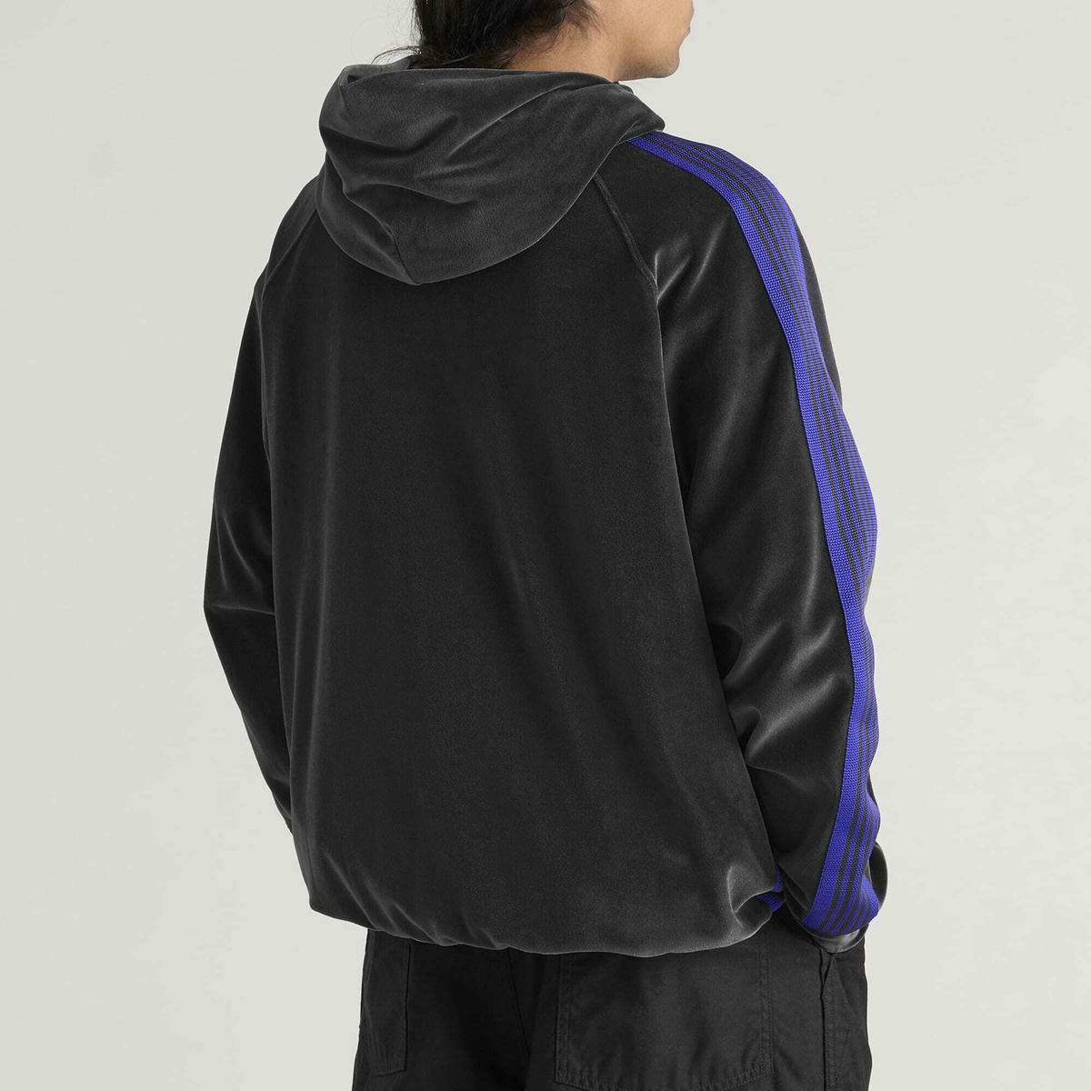 Needles Men's Velour Track Hoodie in Charcoal