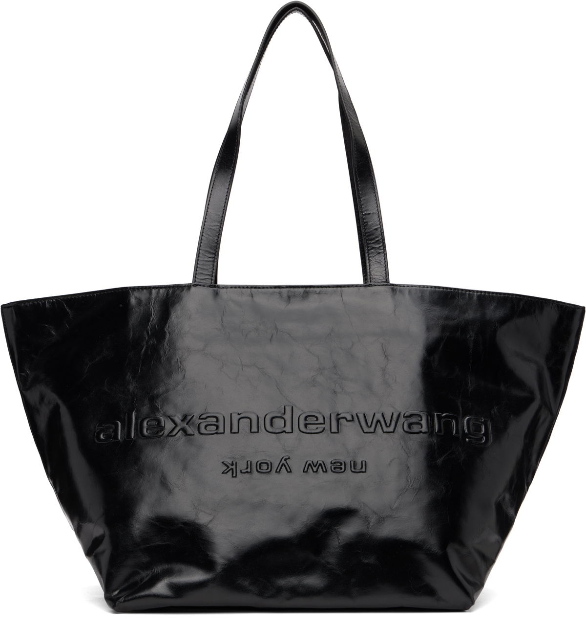 最終値下げ　alexanderwang バッグ Alexander Wang Black Punch Leather Tote Alexander Wang