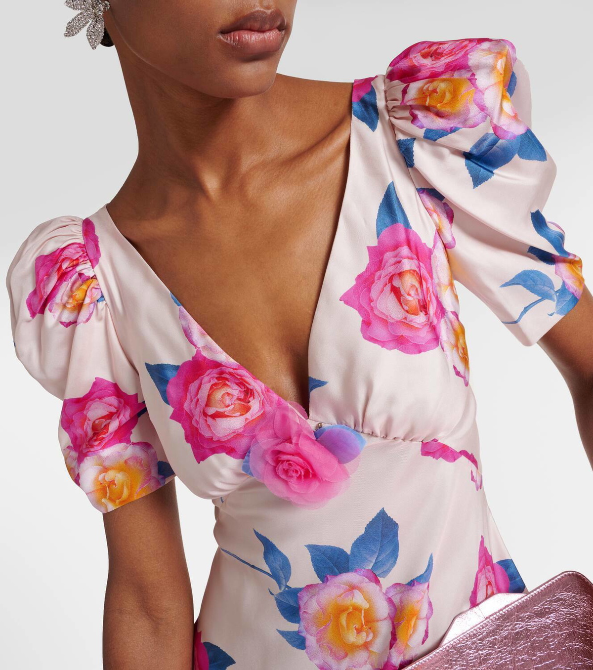 Rodarte Floral silk twill midi dress