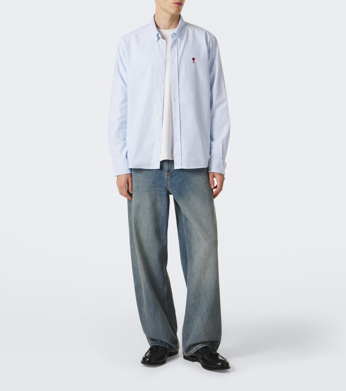Ami Paris Ami de Cœur striped cotton shirt