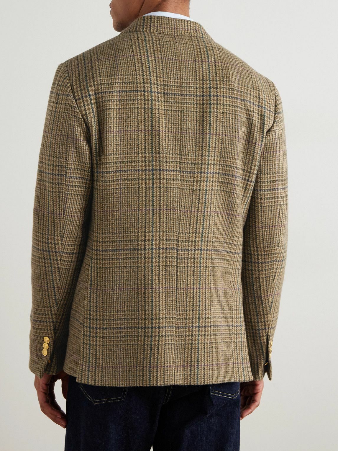 Incotex - Incotex Double-Breasted Prince of Wales Checked Wool Blazer - Brown
