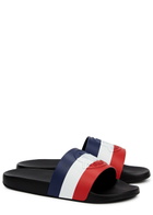 Moncler Basile Striped Rubber Sliders Black