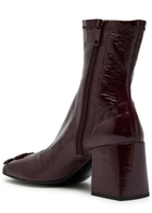 Courrèges Reedition 75 Crinkled Vinyl Ankle Boots Burgundy