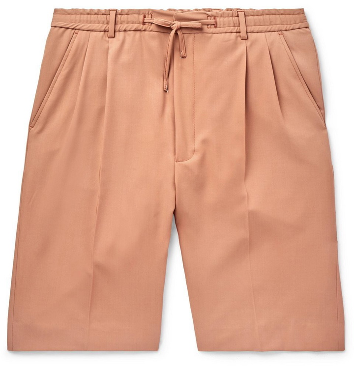 Photo: CMMN SWDN - Jayson Pleated Wool-Twill Drawstring Shorts - Pink