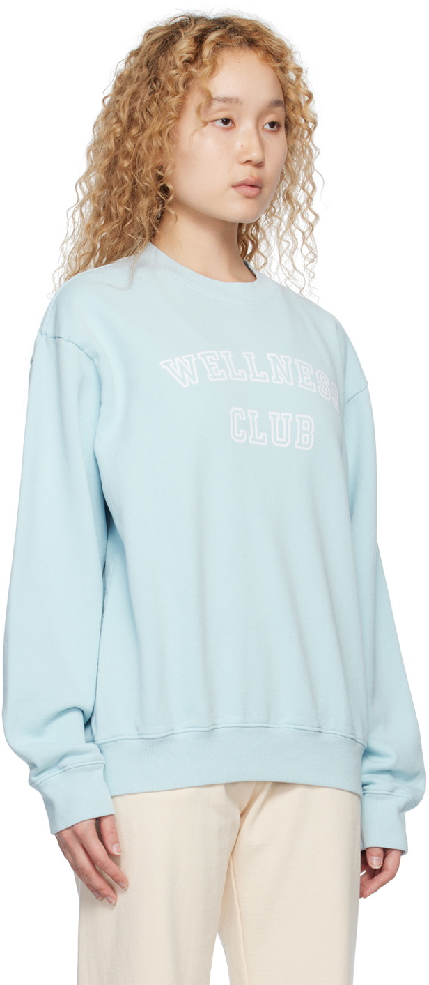 ★Sporty & Rich★ Wellness Club Sweatshirt Light Blue CR761B Sporty & Rich Blue 'Wellness Club' Sweatshirt Sporty & Rich