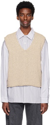 mfpen Beige V-Neck Vest