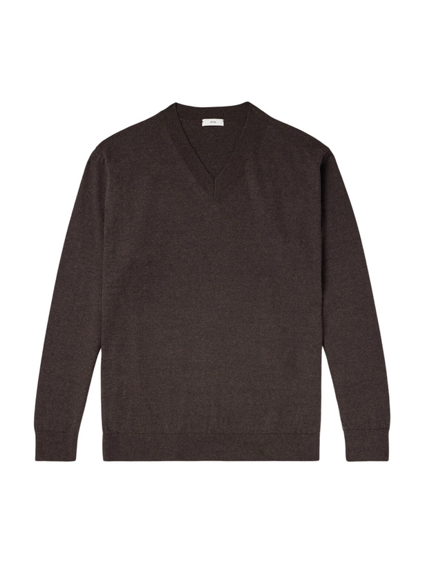 Photo: ATON - Cotton and Yak-Blend Sweater - Brown