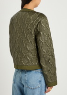 Moncler Libellule Quilted Geometric Nylon Jacket Olive
