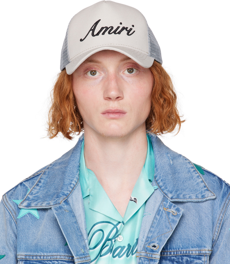 AMIRI Gray Script Trucker Cap Amiri AMIRI Gray Script Trucker Cap Amiri