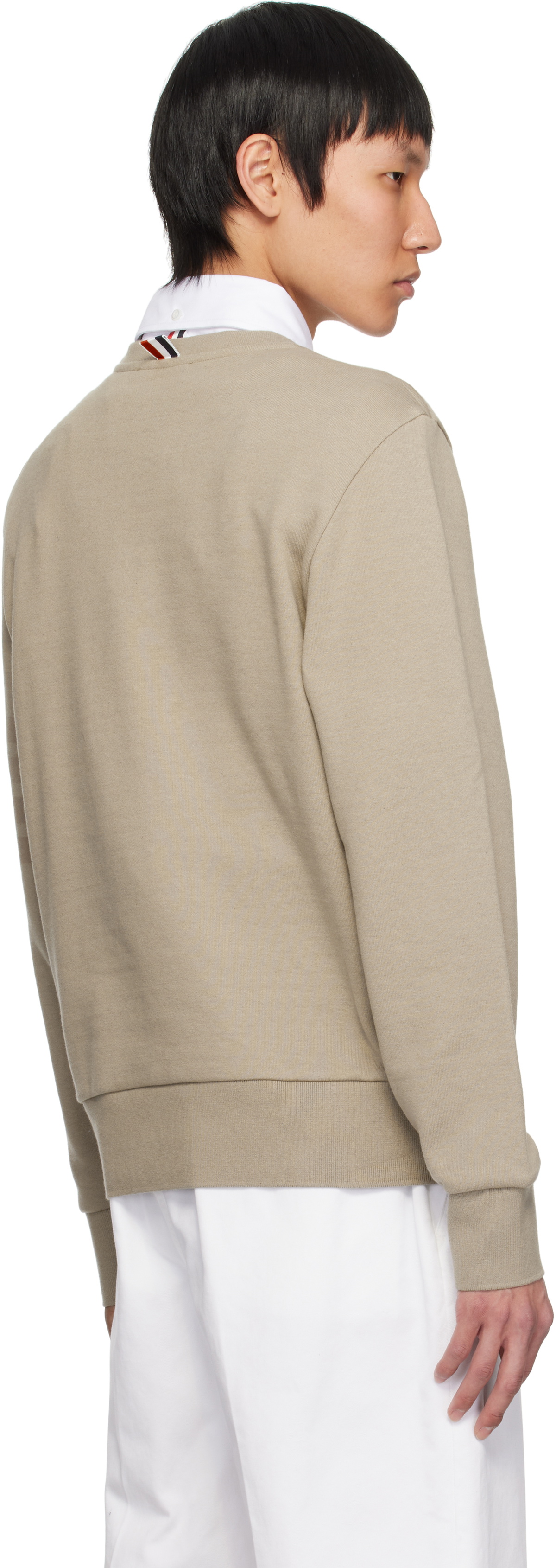 Thom Browne Beige Tonal 4-Bar Loopback Sweatshirt