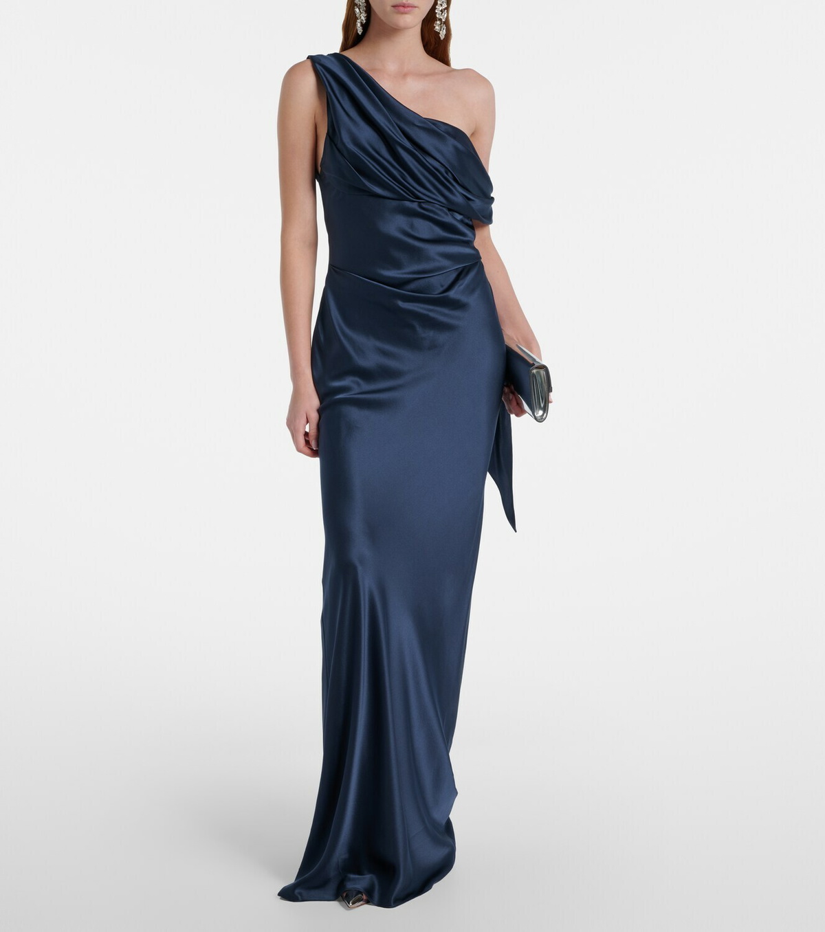 The Sei Draped one-shoulder silk charmeuse gown
