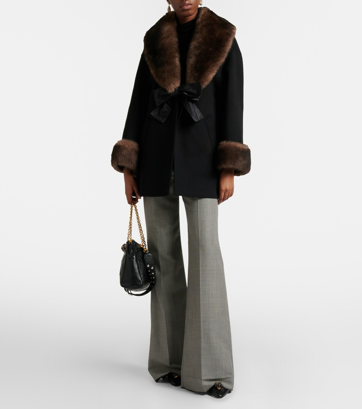 Valentino Shearling-trimmed wool and cashmere peacoat Valentino