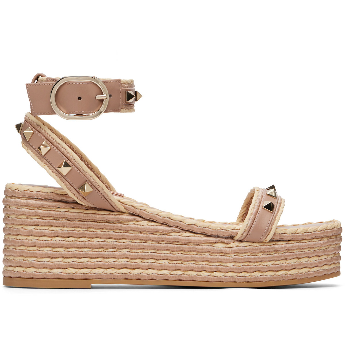 Valentino Garavani Pink Rockstud Flatform Heeled Sandals