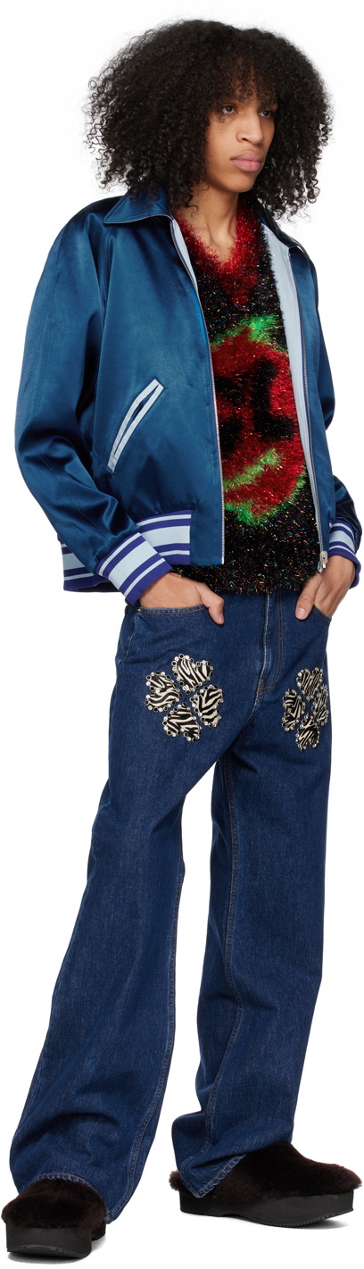 BLUEMARBLE Blue Varsity Reversible Bomber Jacket