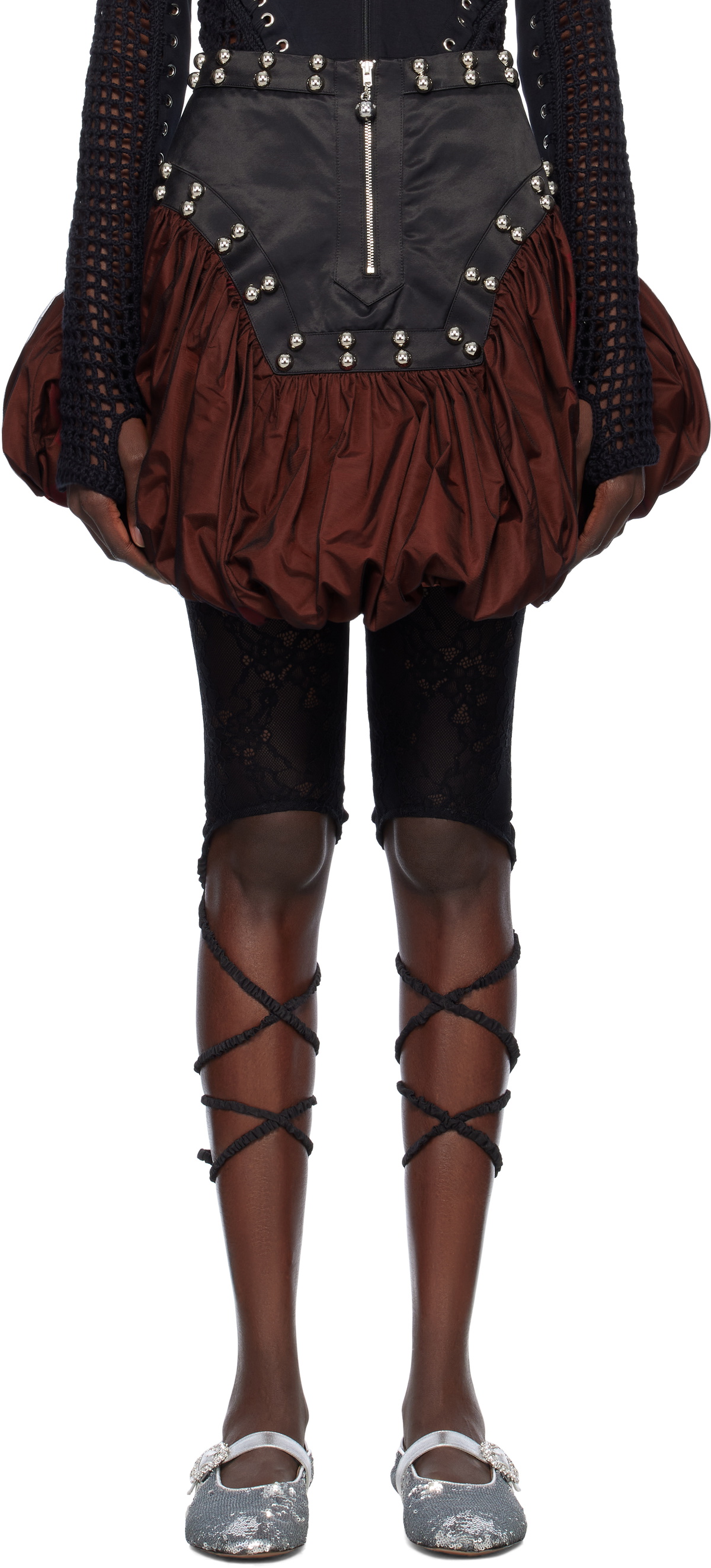 Chopova Lowena Black & Red Backtuck Miniskirt
