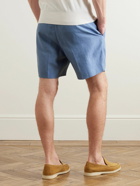 Loro Piana - Straight-Leg Pleated Linen Bermuda Shorts - Blue