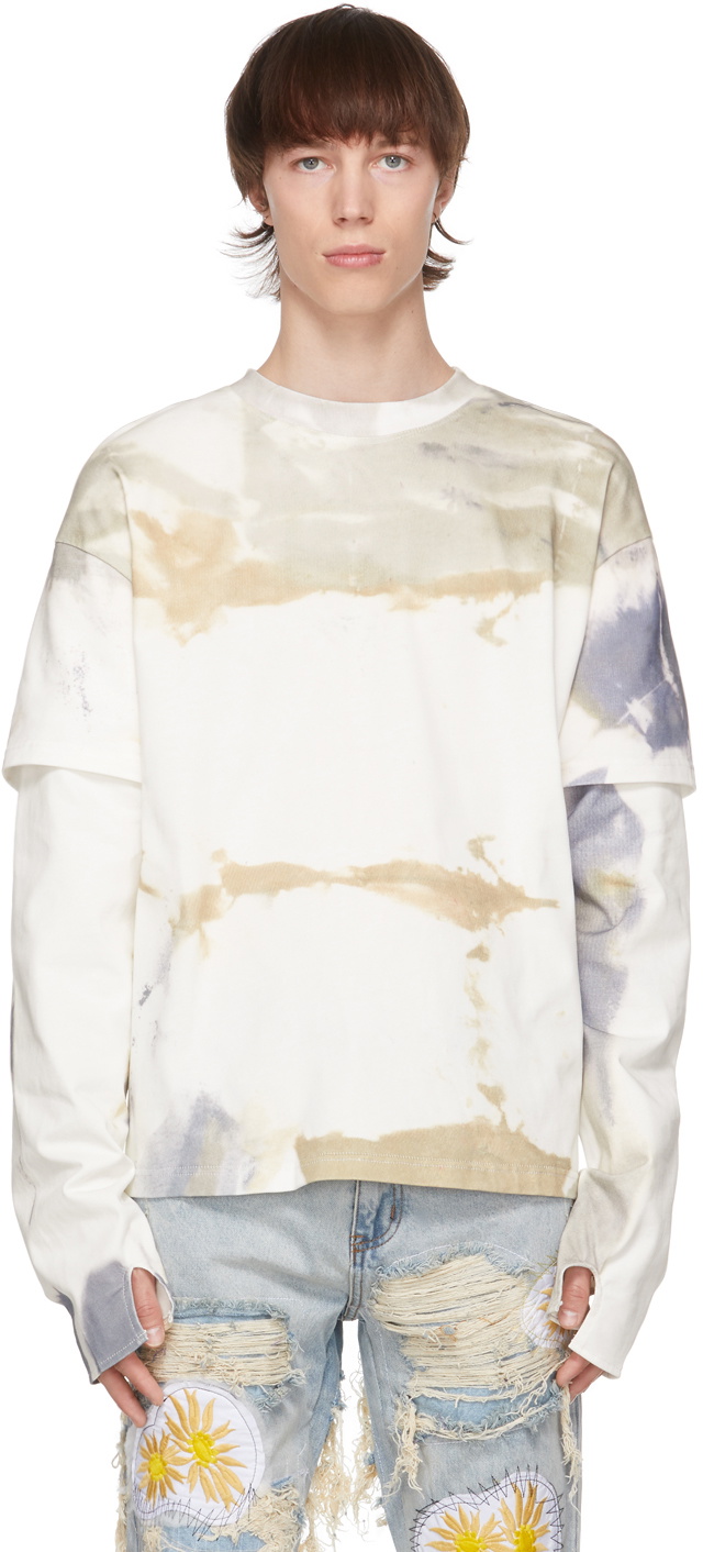 Who Decides War by MRDR BRVDO Off-White Tie-Dye Arches Long Sleeve T-Shirt