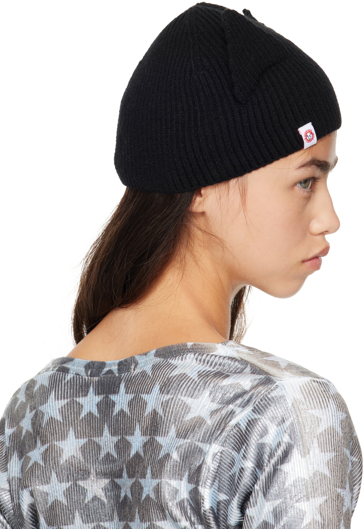 Charles Jeffrey LOVERBOY Black Ears Rib Beanie