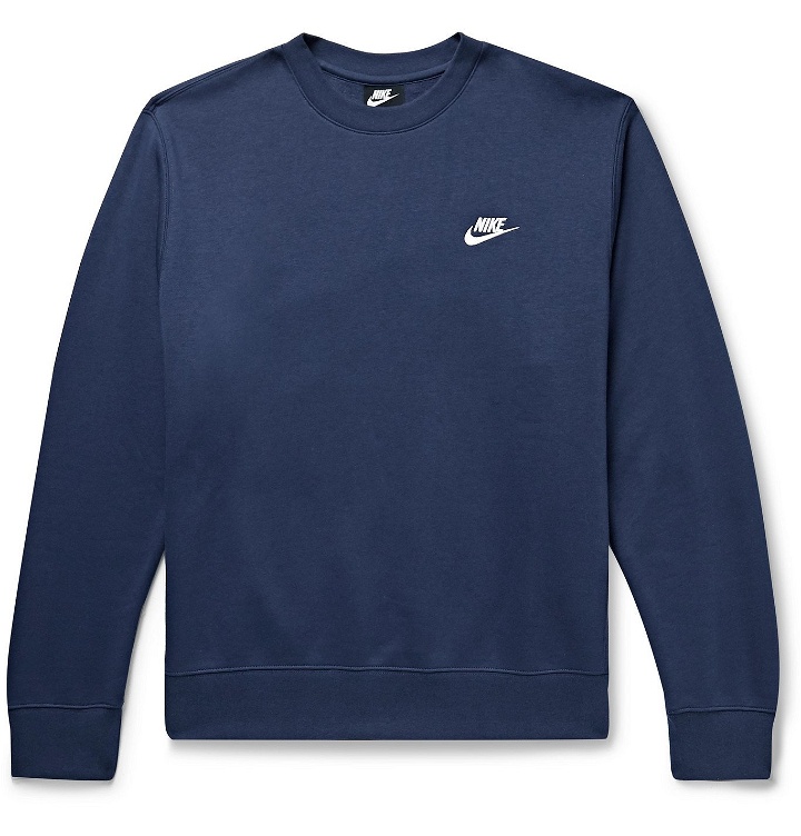 Photo: Nike - Sportswear Club Fleece-Back Cotton-Blend Jersey Sweatshirt - Blue