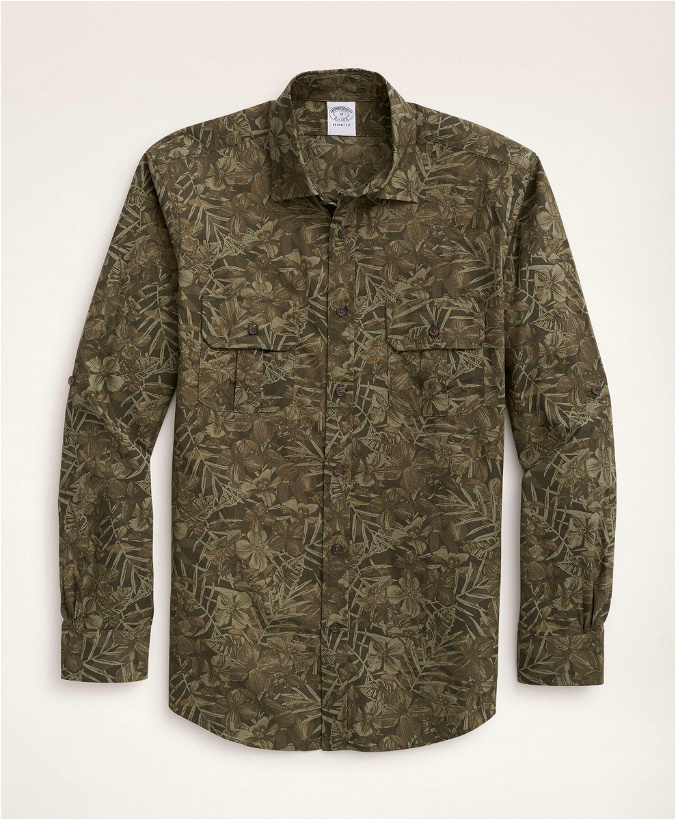 Photo: Brooks Brothers Men's Regent Regular-Fit Sport Shirt, Floral Camouflage Print | Green