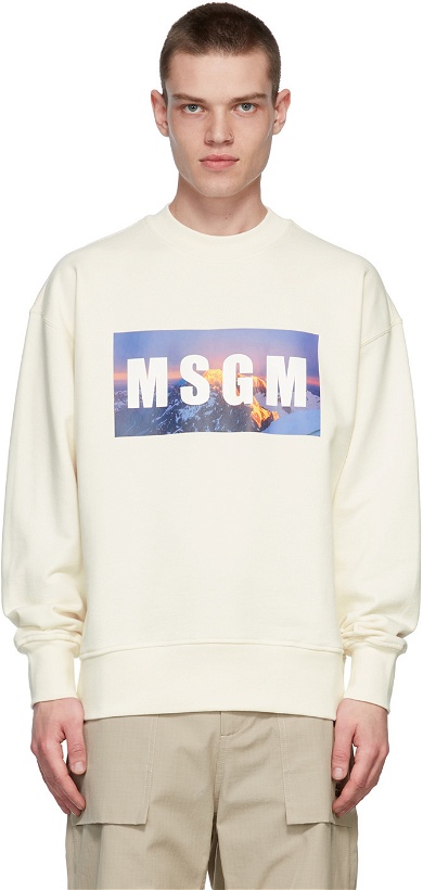 Photo: MSGM Off-White Logo Print Sweater