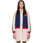 Gucci Blue and Beige Webbing Zip-Up Sweater