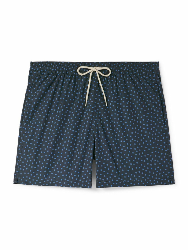 Photo: Massimo Alba - Kite Straight-Leg Mid-Length Polka-Dot Swim Shorts - Blue