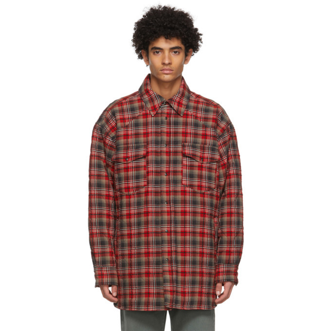 Photo: Acne Studios Red and Grey Quilted Over Shirt