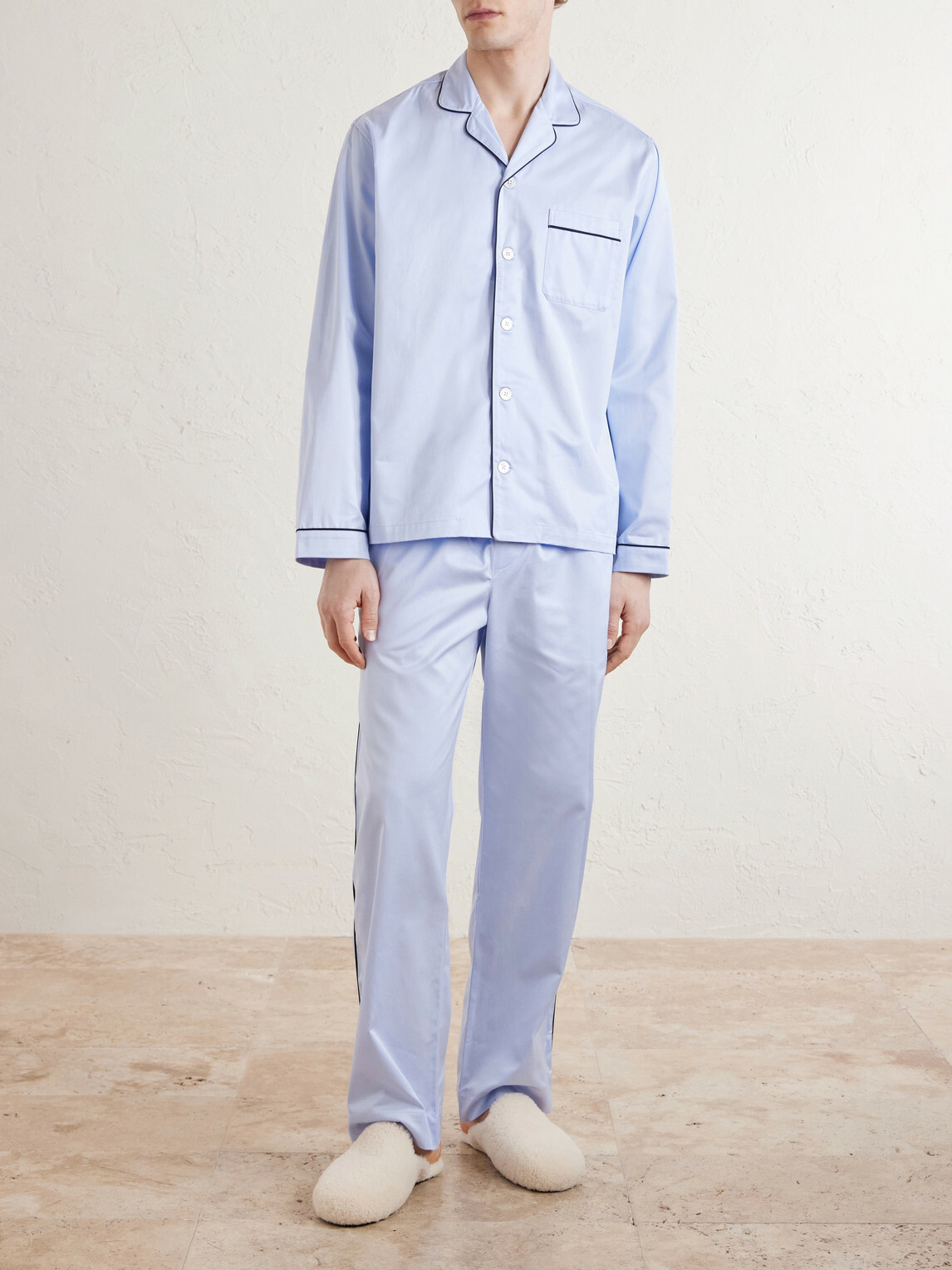 TEKLA - Bellhop Cotton-Satin Pyjama Set - Blue